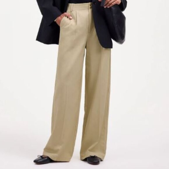 Madewell NWT - Harlow Wide-Leg Pant in Drapey Twill (Vintage Khaki) - Picture 3 of 4